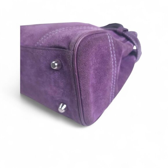 Vintage COACH Y2K Purple Suede Satchel with Wristlet - Picture 6 of 13